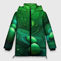Куртка зимняя женская Зеленые выпуклые шары текстура, цвет: 3D-красный