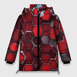 Женская зимняя куртка Cyber hexagon red