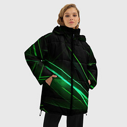 Куртка зимняя женская Green lines black backgrouns, цвет: 3D-красный — фото 2