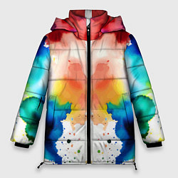 Женская зимняя куртка Цветная монотипия - поп-арт