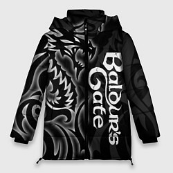 Куртка зимняя женская Балдурс гейт 3 - черный дракон, цвет: 3D-светло-серый