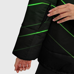 Куртка зимняя женская Green abstract dark background, цвет: 3D-черный — фото 2