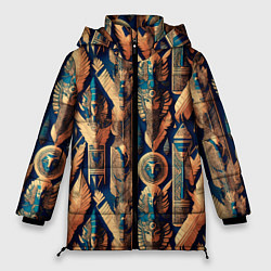 Куртка зимняя женская Золотые узоры Египта и Рима, цвет: 3D-черный