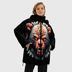 Куртка зимняя женская С разъяренным медведем, цвет: 3D-черный — фото 2