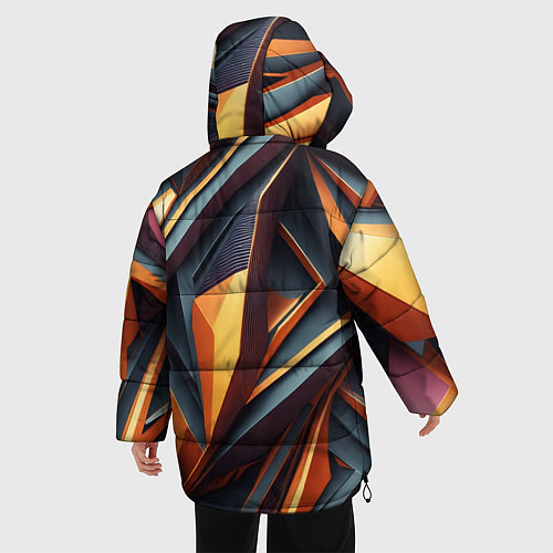 Женская зимняя куртка Разноцветная 3D геометрия узоров метавселенной / 3D-Черный – фото 4