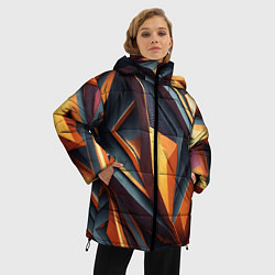 Куртка зимняя женская Разноцветная 3D геометрия узоров метавселенной, цвет: 3D-черный — фото 2