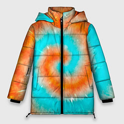 Куртка зимняя женская Тай-дай апельсин, цвет: 3D-черный