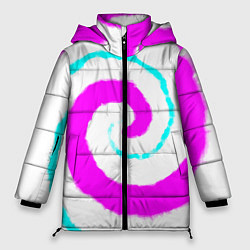 Куртка зимняя женская Тай-дай розовый, цвет: 3D-красный