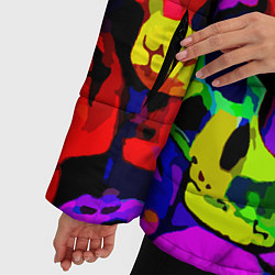 Куртка зимняя женская Паттерн из черепов - поп-арт - мода, цвет: 3D-красный — фото 2