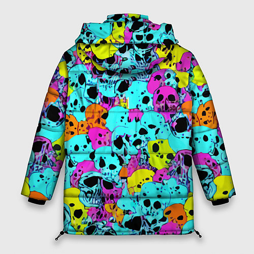 Женская зимняя куртка Паттерн из черепов - поп-арт - иллюзия / 3D-Красный – фото 2