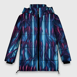 Куртка зимняя женская Голубые кибер линии, цвет: 3D-светло-серый