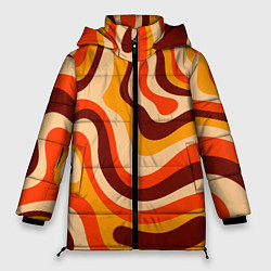 Куртка зимняя женская Ретро текстура линий, цвет: 3D-черный