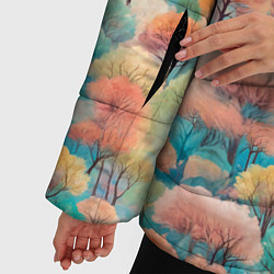 Куртка зимняя женская Деревья разноцветные узор, цвет: 3D-красный — фото 2