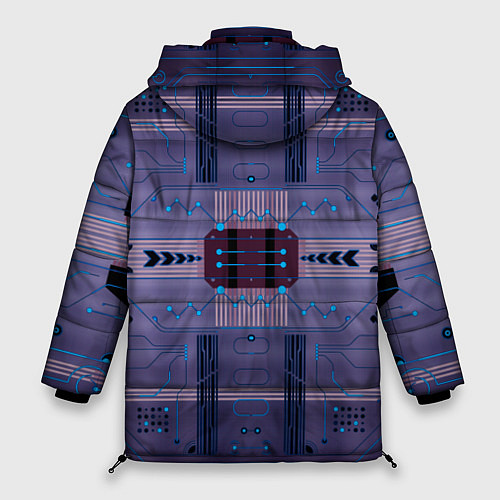 Женская зимняя куртка Технический фиолетовый паттерн / 3D-Красный – фото 2