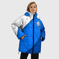 Куртка зимняя женская Volkswagen - голубые линии, цвет: 3D-красный — фото 2