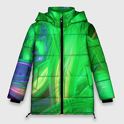 Куртка зимняя женская Зеленая абстракция, цвет: 3D-светло-серый