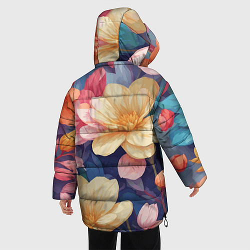 Женская зимняя куртка Водянная лилия лотосы кувшинки / 3D-Черный – фото 4