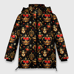 Женская зимняя куртка Сердечки в золотых коронах