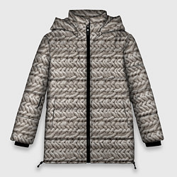 Куртка зимняя женская Вязанный стиль серая пряжа, цвет: 3D-черный