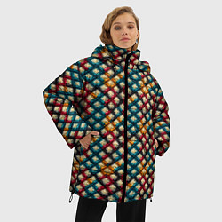 Куртка зимняя женская Вязанная цветная текстура, цвет: 3D-черный — фото 2