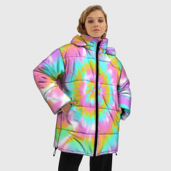 Куртка зимняя женская Tie-Dye кислотный в стиле барби, цвет: 3D-черный — фото 2