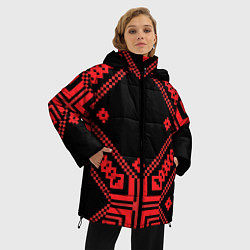 Куртка зимняя женская Национальный черный, цвет: 3D-красный — фото 2