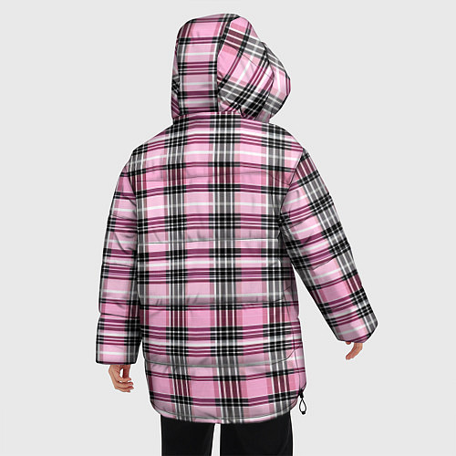Женская зимняя куртка Розовая клетка / 3D-Черный – фото 4