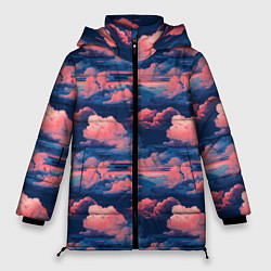 Куртка зимняя женская Волшебные сине розовые облока, цвет: 3D-красный
