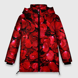 Куртка зимняя женская Лепестки алых роз, цвет: 3D-красный