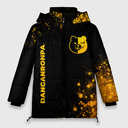 Куртка зимняя женская Danganronpa - gold gradient: надпись, символ, цвет: 3D-черный