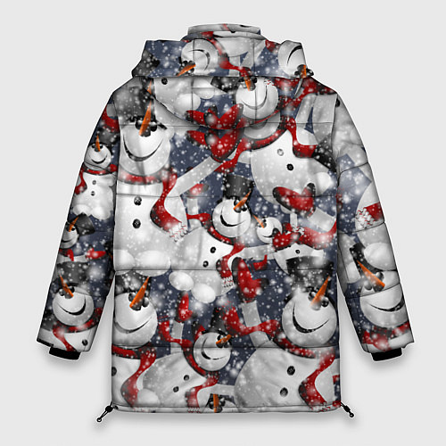Женская зимняя куртка Зимний паттерн со снеговиками / 3D-Красный – фото 2