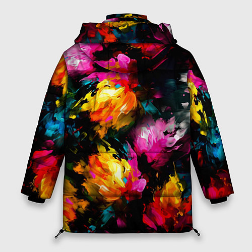 Женская зимняя куртка Краски и цветы / 3D-Красный – фото 2