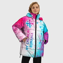 Куртка зимняя женская My Chemical Romance neon gradient style: по-вертик, цвет: 3D-черный — фото 2