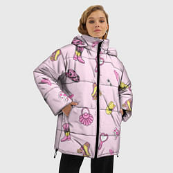 Куртка зимняя женская Барби аксессуары - розовый паттерн, цвет: 3D-черный — фото 2