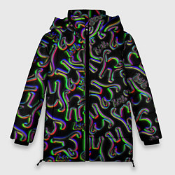 Куртка зимняя женская Ъуъ съука глитч паттерн, цвет: 3D-черный