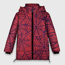 Куртка зимняя женская Паутина красно-синий, цвет: 3D-черный