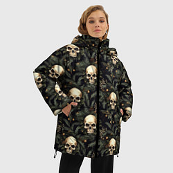 Куртка зимняя женская Череп, шишки и хвойные ветки, цвет: 3D-светло-серый — фото 2