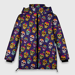 Куртка зимняя женская Мексиканские черепа Калака, цвет: 3D-черный