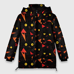 Куртка зимняя женская Глаза черных кошек, цвет: 3D-красный
