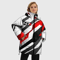 Куртка зимняя женская Mass effect - white uniform n7, цвет: 3D-красный — фото 2
