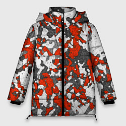 Куртка зимняя женская Абстракция серо-красная, цвет: 3D-светло-серый
