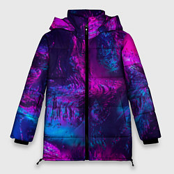 Куртка зимняя женская Неоновая абстракция синий и розовый, цвет: 3D-светло-серый