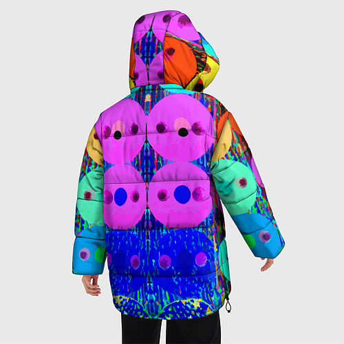 Женская зимняя куртка Паттерн из дисков - неон - нейросеть / 3D-Черный – фото 4