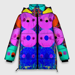 Женская зимняя куртка Паттерн из дисков - неон - нейросеть