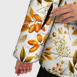 Куртка зимняя женская Осенние листья и желуди, цвет: 3D-светло-серый — фото 2