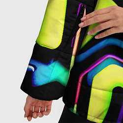 Куртка зимняя женская Mirror abstract composition - неон, цвет: 3D-черный — фото 2