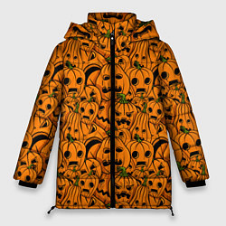 Куртка зимняя женская Страшные тыквы, цвет: 3D-светло-серый