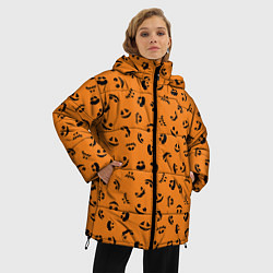 Куртка зимняя женская Тыквенный узор, цвет: 3D-черный — фото 2