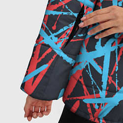 Куртка зимняя женская Синие и красные гранжевые полосы, цвет: 3D-черный — фото 2