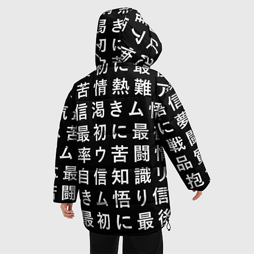 Женская зимняя куртка Сто иероглифов на черном фоне / 3D-Черный – фото 4